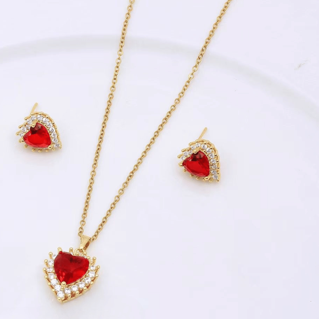 Ruby-leaf pendant set